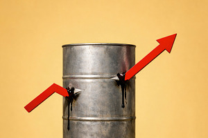oil drips from a barrel with arrow, generative AI, a Photo by Nito