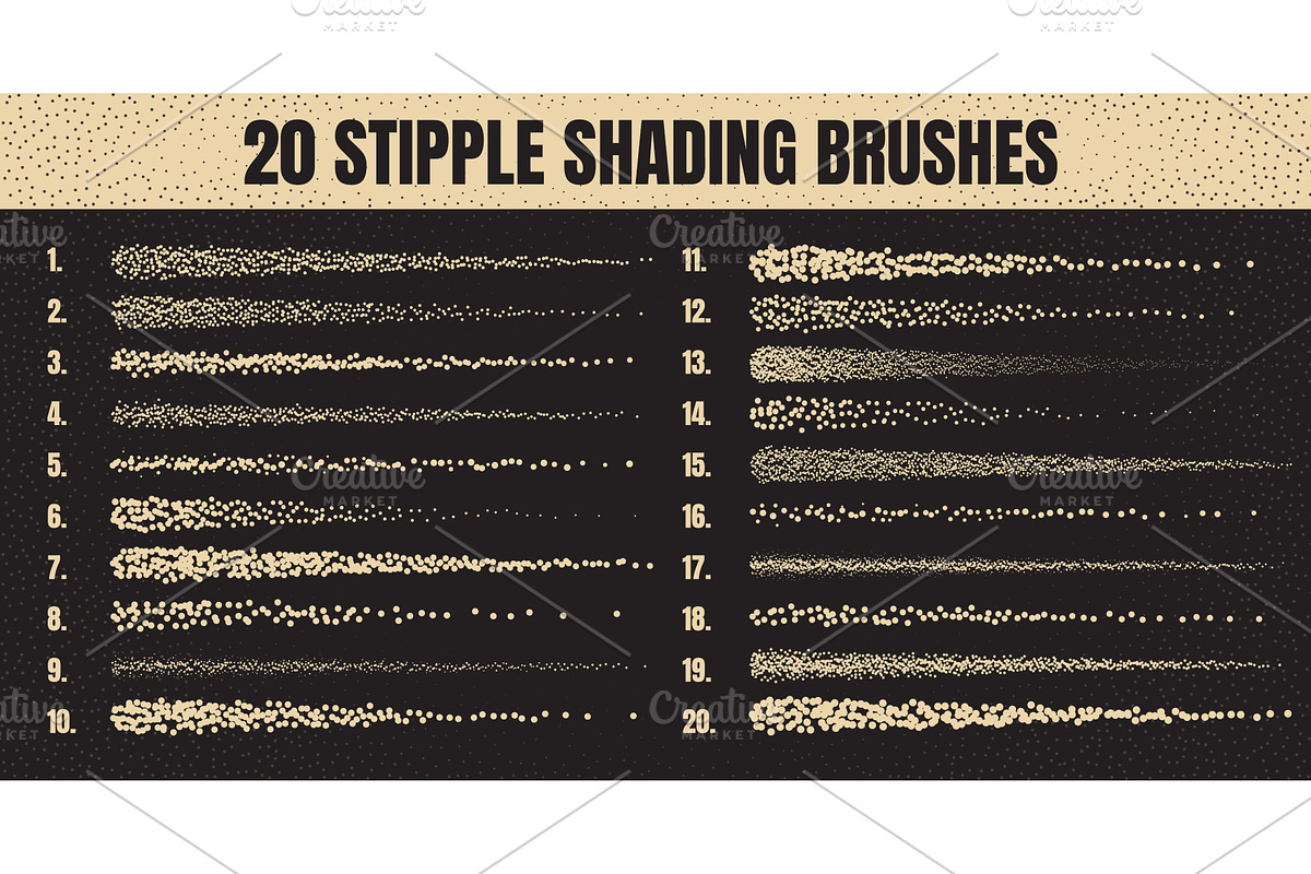 Ink scatter brush, stipple drawing, an Illustration by 32pixels