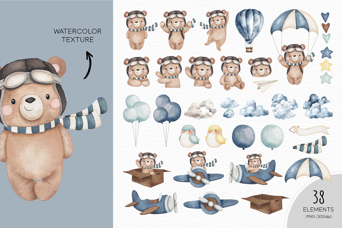 Bear and airplane, an Animal Illustration by Estudio 812 (Photo 2 of 8)