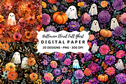 Halloween Floral Fall Ghost Images, a Wallpaper Graphic by PcuDesigns Illustrations (Thumbnail 1 of 3)