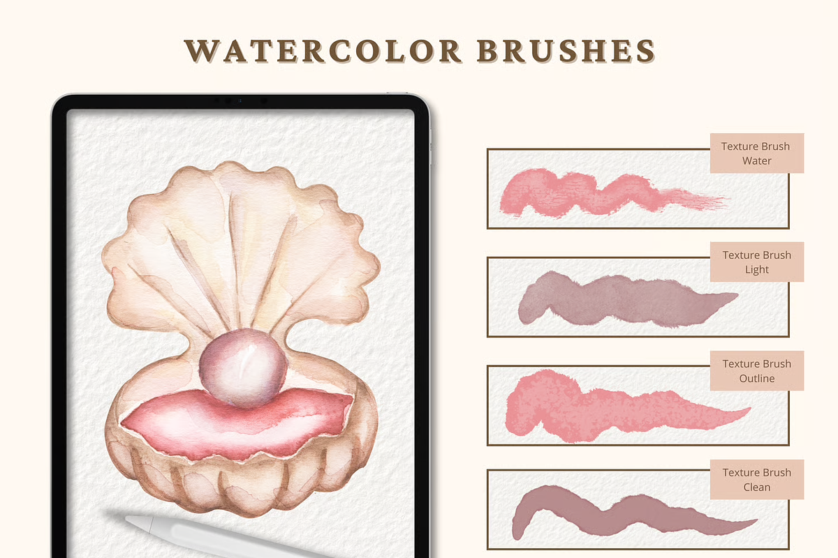 SMOOTH WATERCOLOR PROCREATE BRUSHES, a Brush Add-On by BeeRubby (Photo 3 of 9)