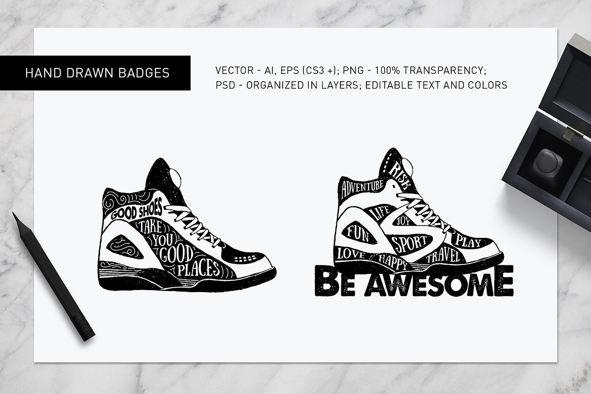 Good Shoes. 8 Inspirational Badges, a Branding & Logo Template by Cosmic Store (Photo 8 of 16)