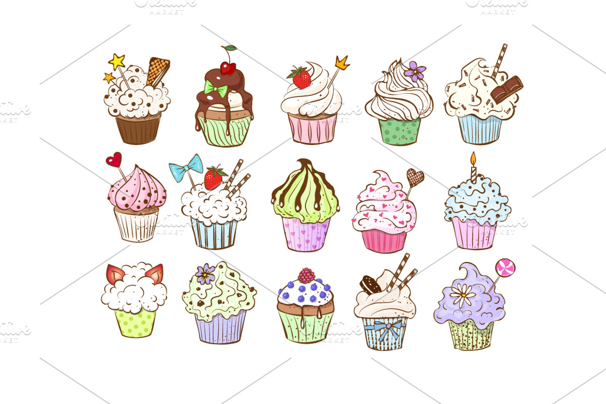 Doodle cupcakes, a Food Illustration by Elina_Li (Photo 3 of 8)