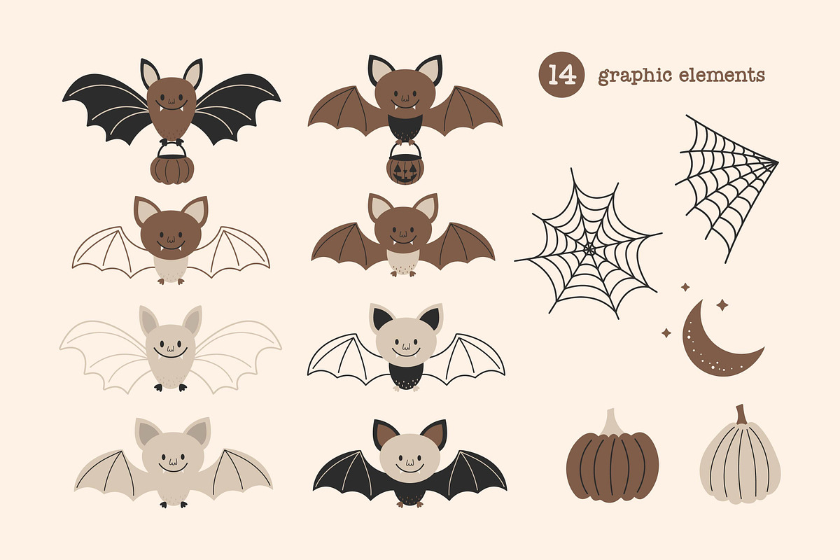 Halloween bat clipart, a Seasonal Illustration by EltaMaxArt (Photo 2 of 6)