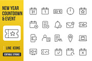 New Year Countdown & Event Icons, an Outline Icon by Grand Design (Thumbnail 1 of 3)