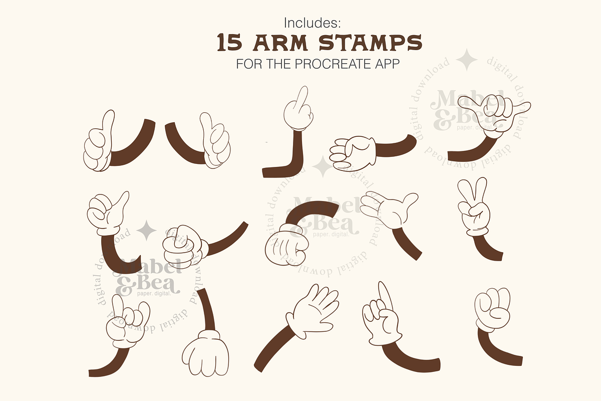 Retro Character Creator Brush Set, a Brush Add-On by Mabel & Bea (Photo 4 of 9)