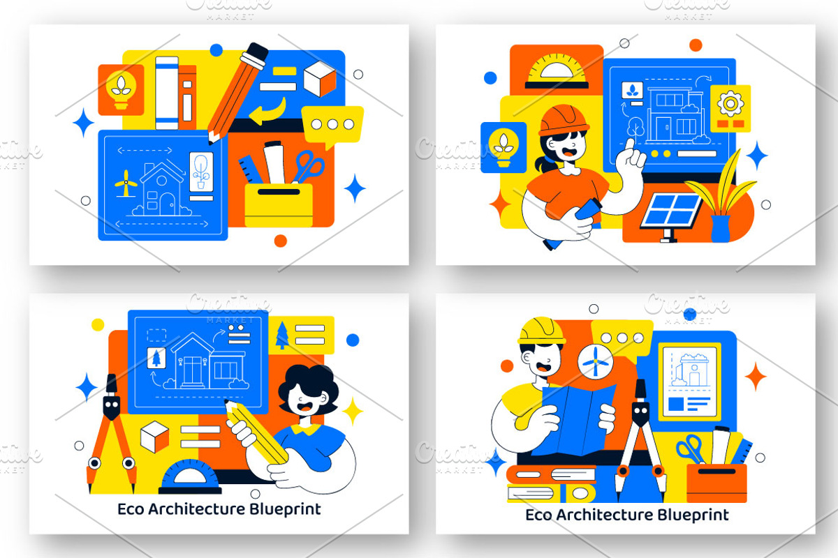 10 Eco Architecture Blueprint, a Person Illustration by denayunebgt (Photo 2 of 4)