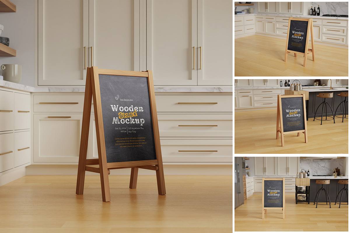 Wooden Stand Board Mockup, an Advertising Mockup by MrLetters (Photo 1 of 5)