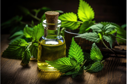 Organic nettle essential oil in, a Nature Photo by Ylivdesign