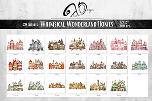 Whimsical Christmas Homes Clipart