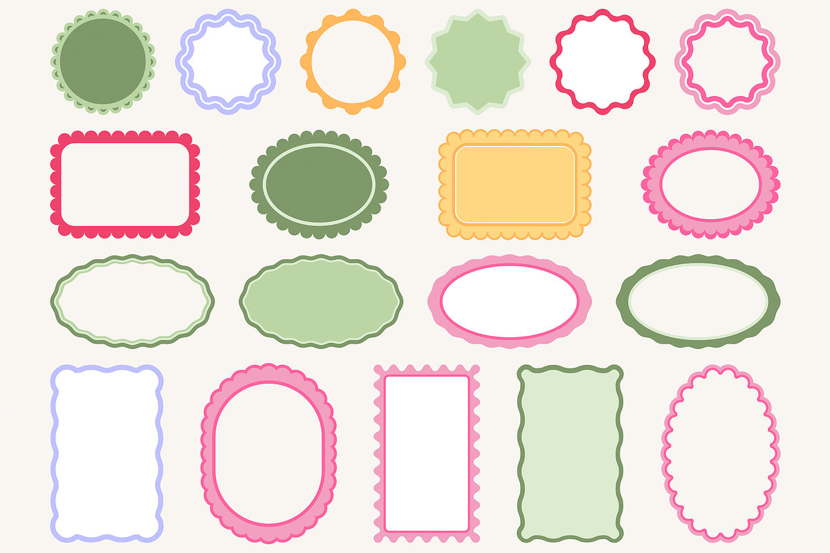 Scallop Wavy Frame Vector Bundle, a Decorative Illustration by Kusumaillustration (Photo 9 of 15)