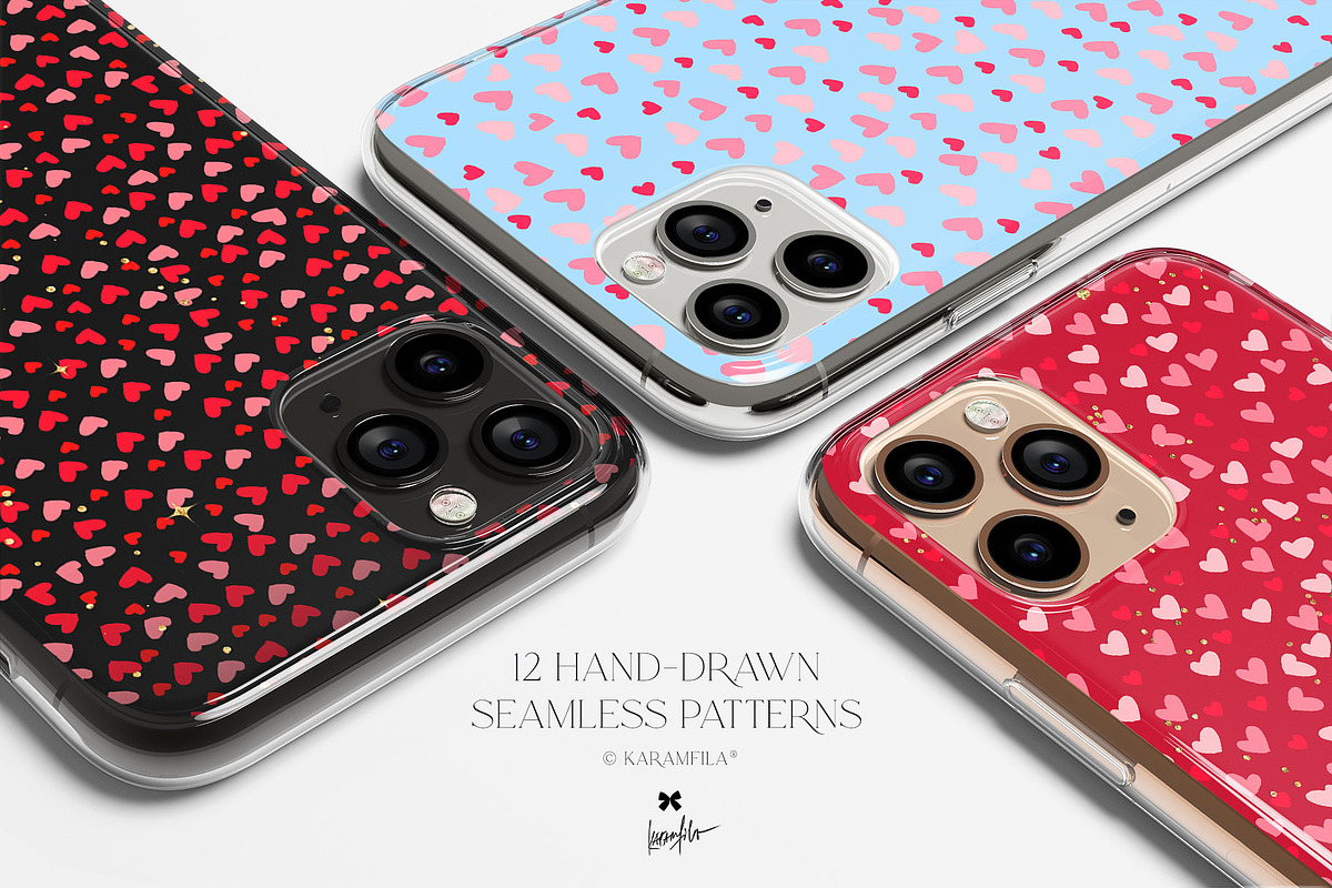 Valentine Doodles Seamless Patterns, a Pattern Graphic by KaramfilaS (Photo 5 of 19)