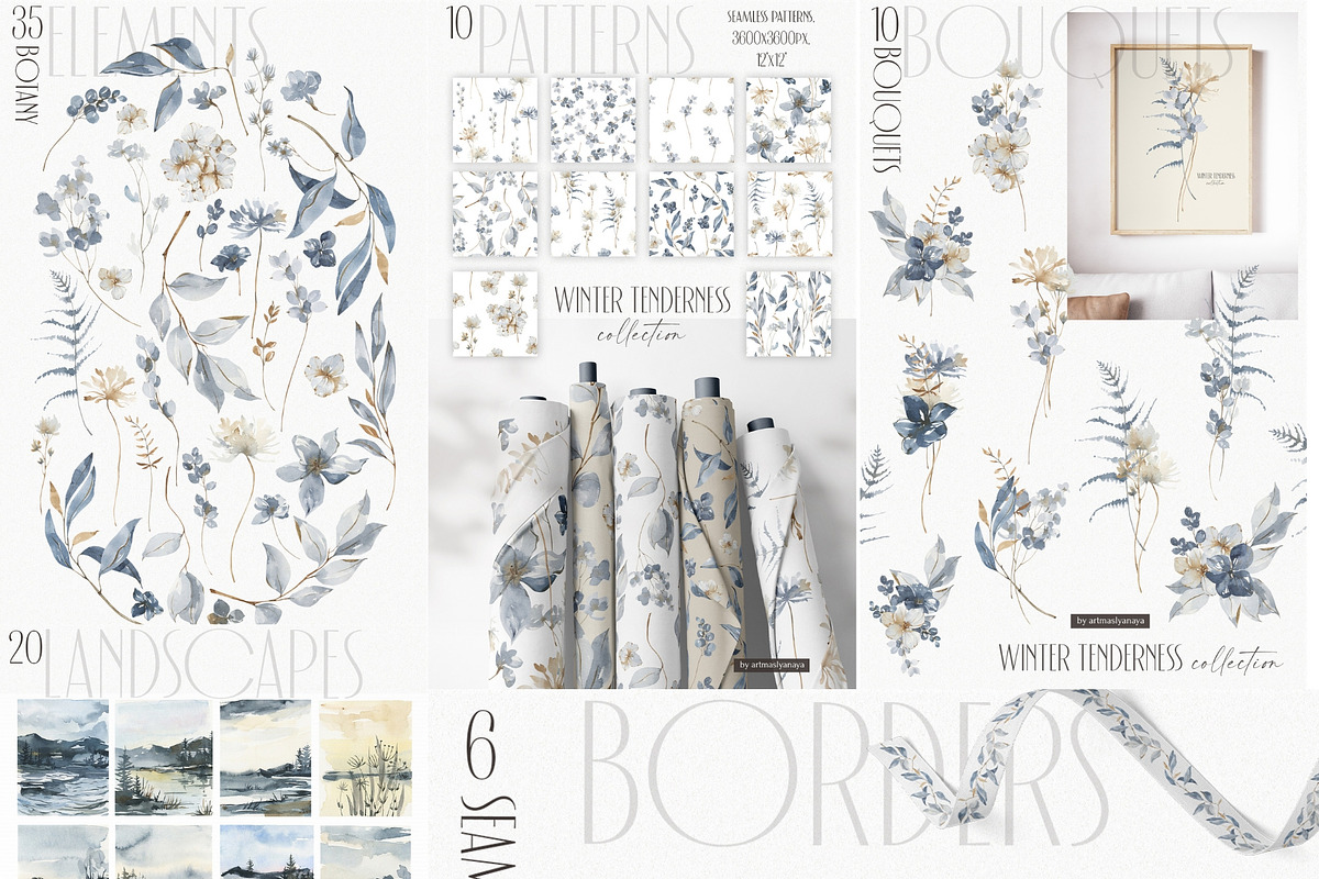 Entire Watercolor Bundle 11 in 1, a Decorative Illustration by ArtMaslyana (Photo 3 of 14)