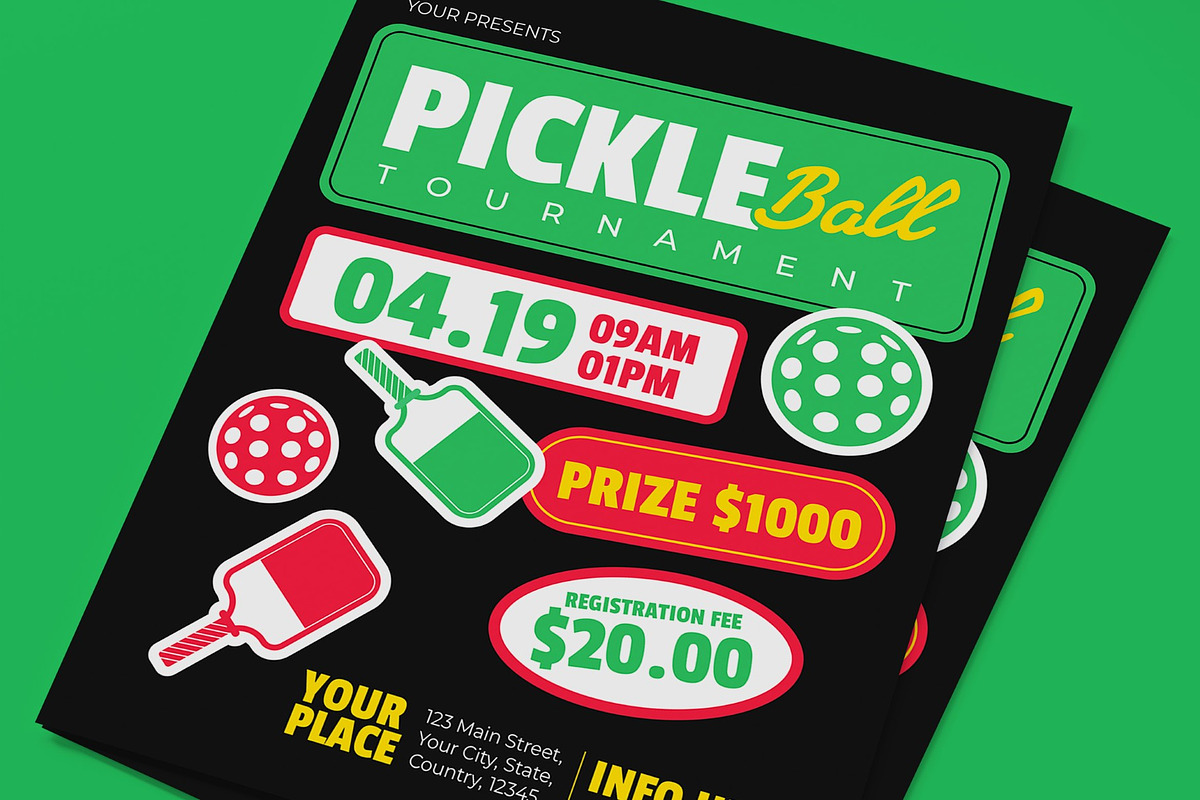 Pickleball Tournament Flyer, a Flyer Template by graphicook (Photo 2 of 3)
