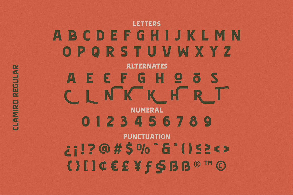 Clamiroe Vintage Typeface, a Serif Font by 24Design Studios (Photo 5 of 10)
