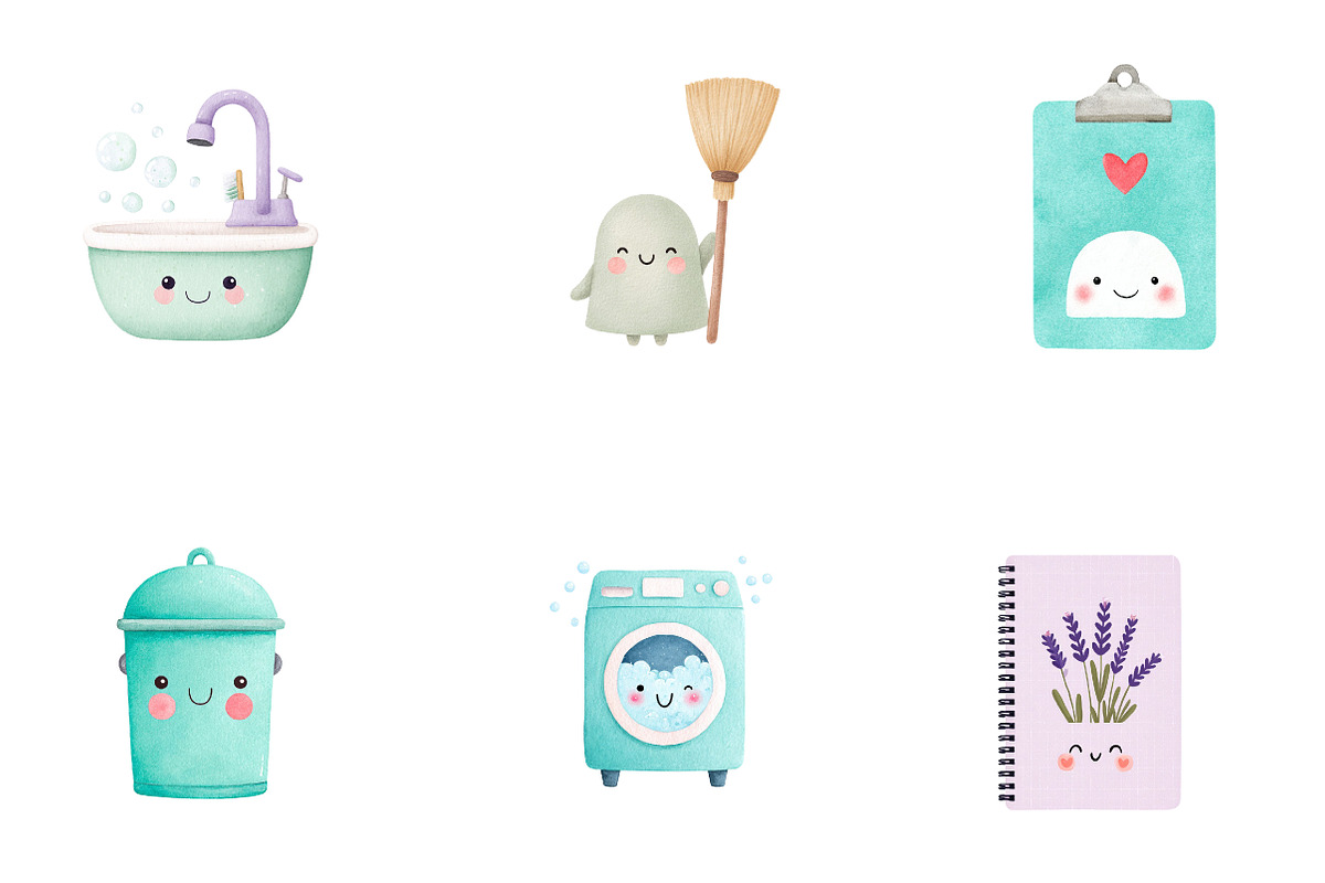 Cute Kawaii Clipart, a Seasonal Illustration by CreationArt (Photo 4 of 4)