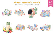 Watercolor Fitnes Accessorie Clipart, a Sport Illustration by BerryPieArt (Thumbnail 3 of 4)