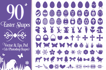90 Easter Vector Shapes, a Shape Add-On by pixaroma
