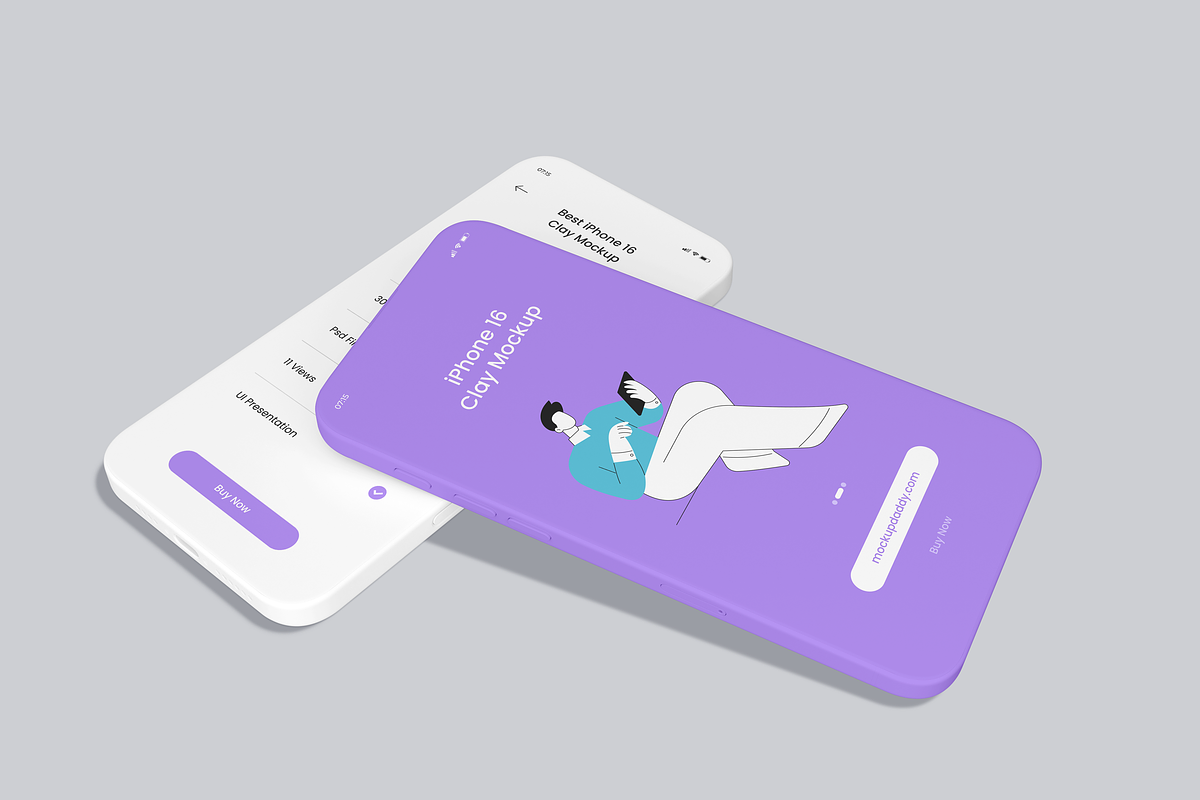 iPhone 16 Clay Mockup, an iPhone Mockup by Mockupdaddy (Photo 4 of 16)