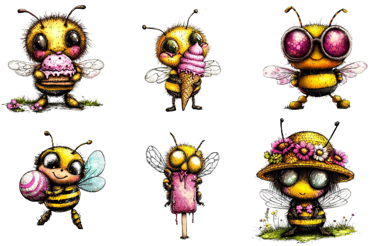 Funny Summer Bee Clipart, a Seasonal Illustration by Designking (Photo 4 of 5)