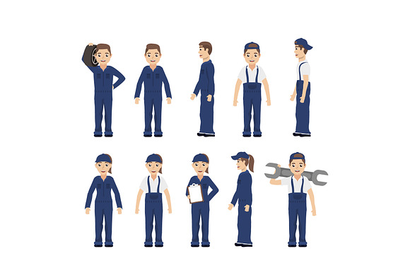 Mechanic Characters Illustration Set preview 2