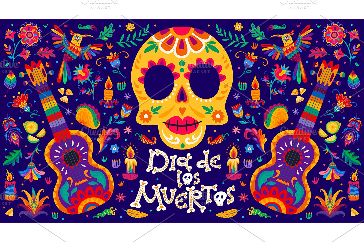 Mexican Day of Dead dia de Muertos, a Seasonal Illustration by Vector Tradition (Photo 1 of 3)