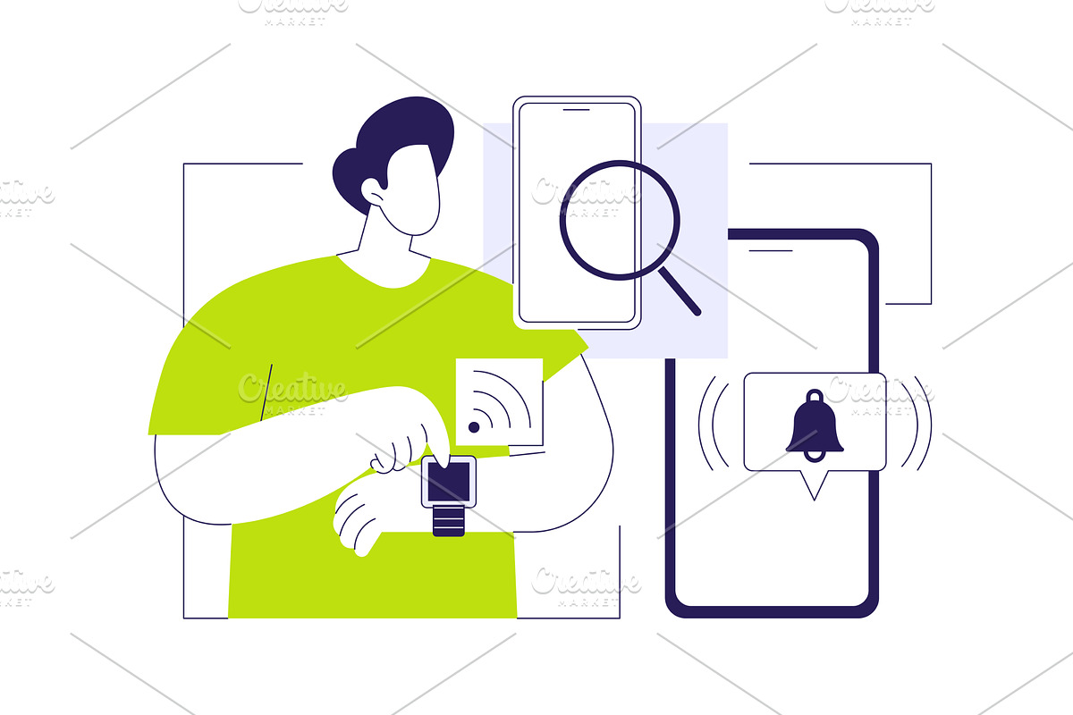 Find phone feature isolated cartoon, a Technology Illustration by Visual Generation