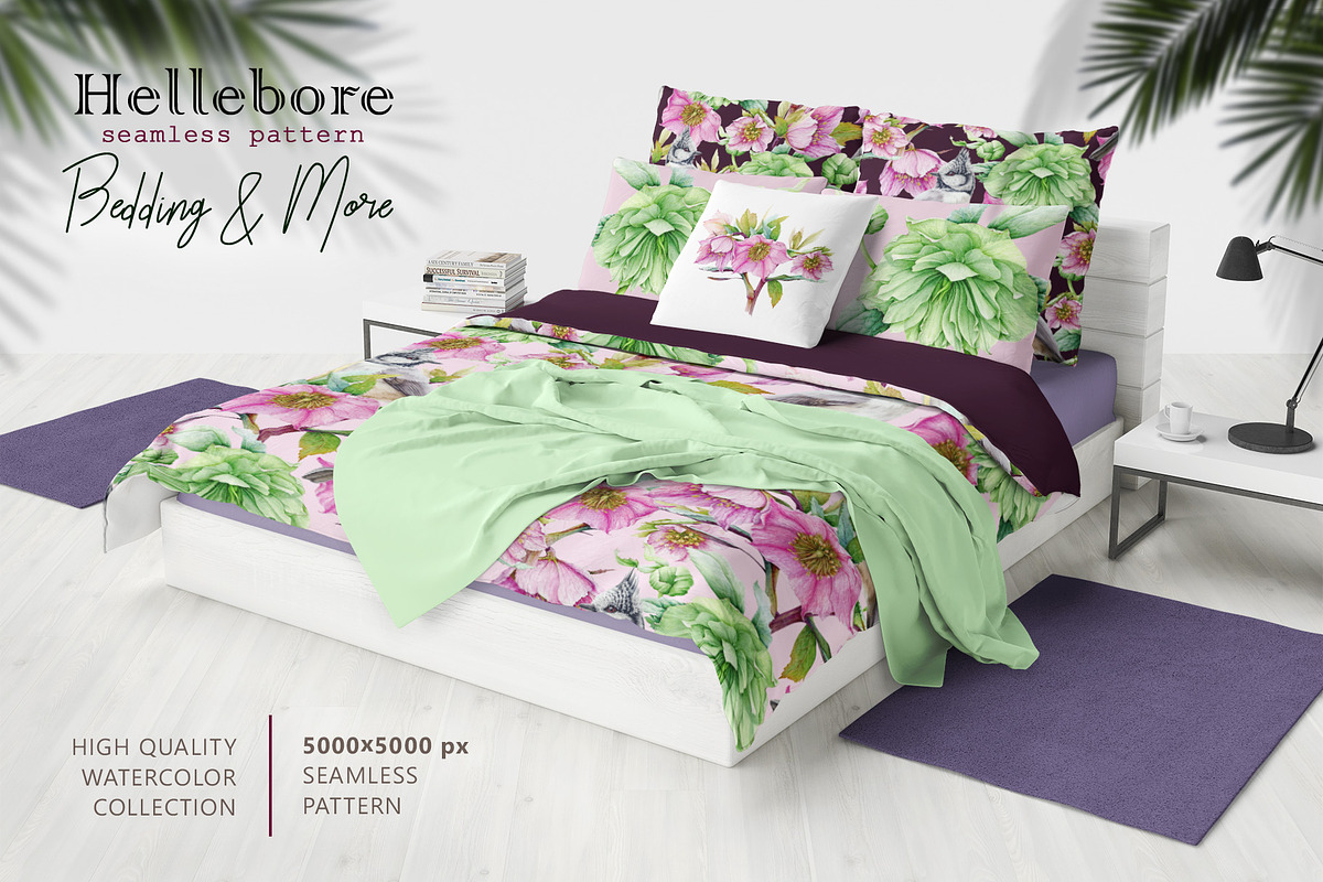 Hellebore Floral Seamless Pattern, a Decorative Illustration by AnitaPol (Photo 4 of 12)