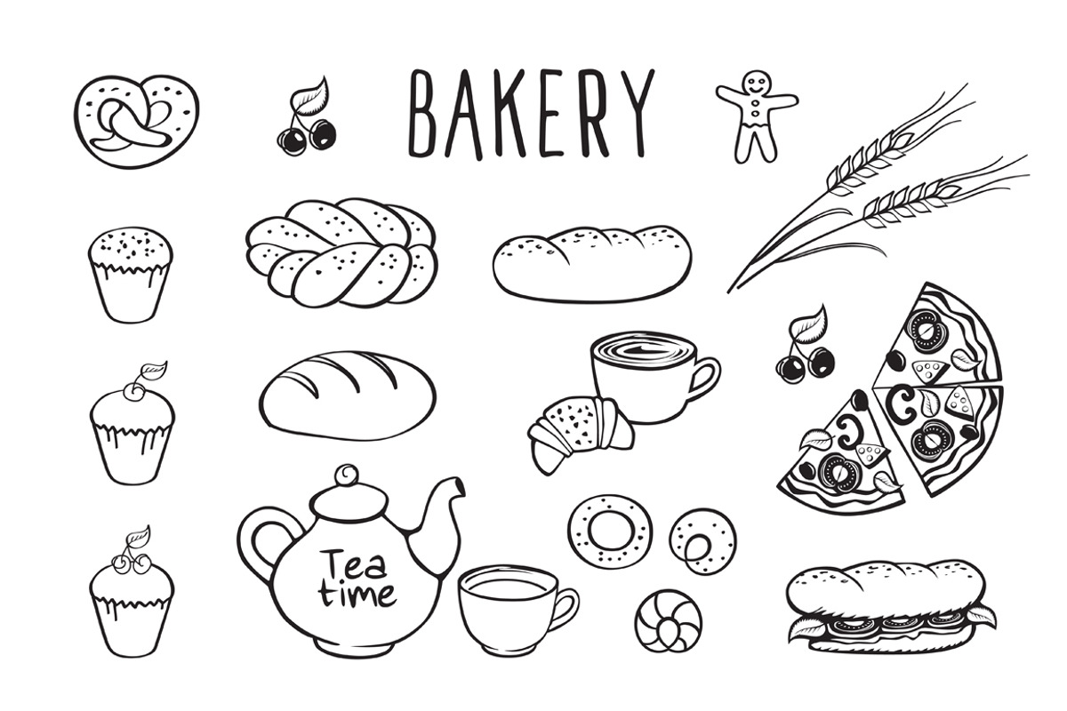 Hand drawn food elements., an Object Graphic by Tkoko vectors & patterns (Photo 9 of 12)