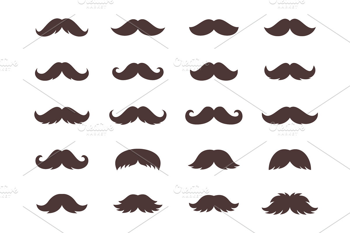 Brown moustache collection in flat, an Object Illustration by GraphiShop
