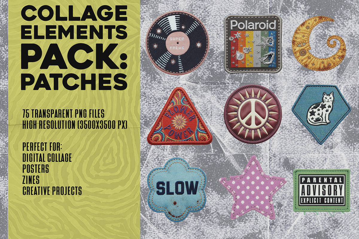 Collage Elements Pack: Patches, an Object Graphic by Megan Aili Designs (Photo 1 of 6)