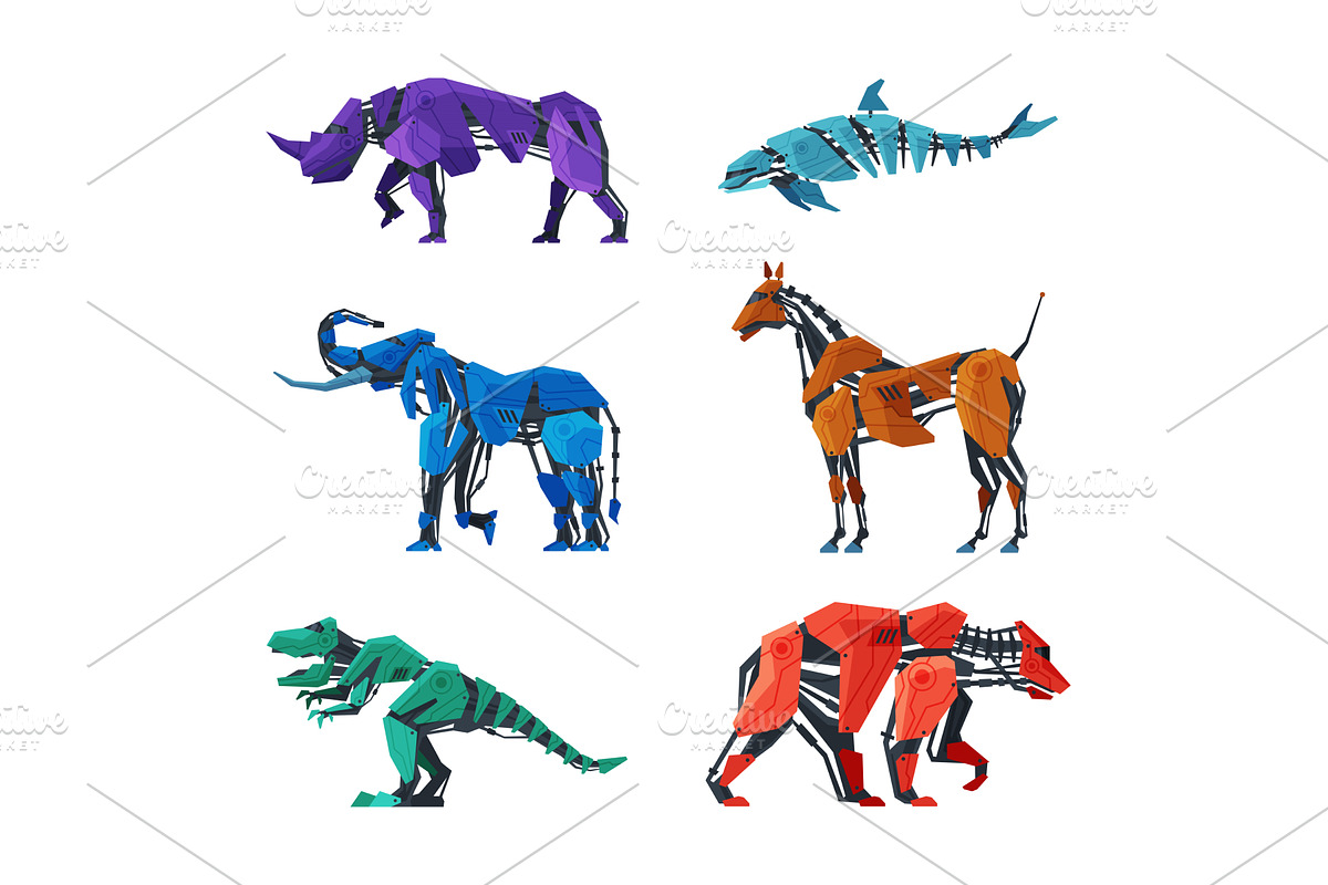 Animal Robots with Metal Body, an Illustration by TopVectors