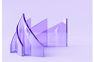 3d Render Abstract Glass Purple