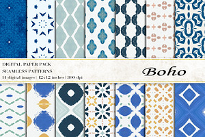 Boho Digital Papers, a Pattern Graphic by BonaDesigns