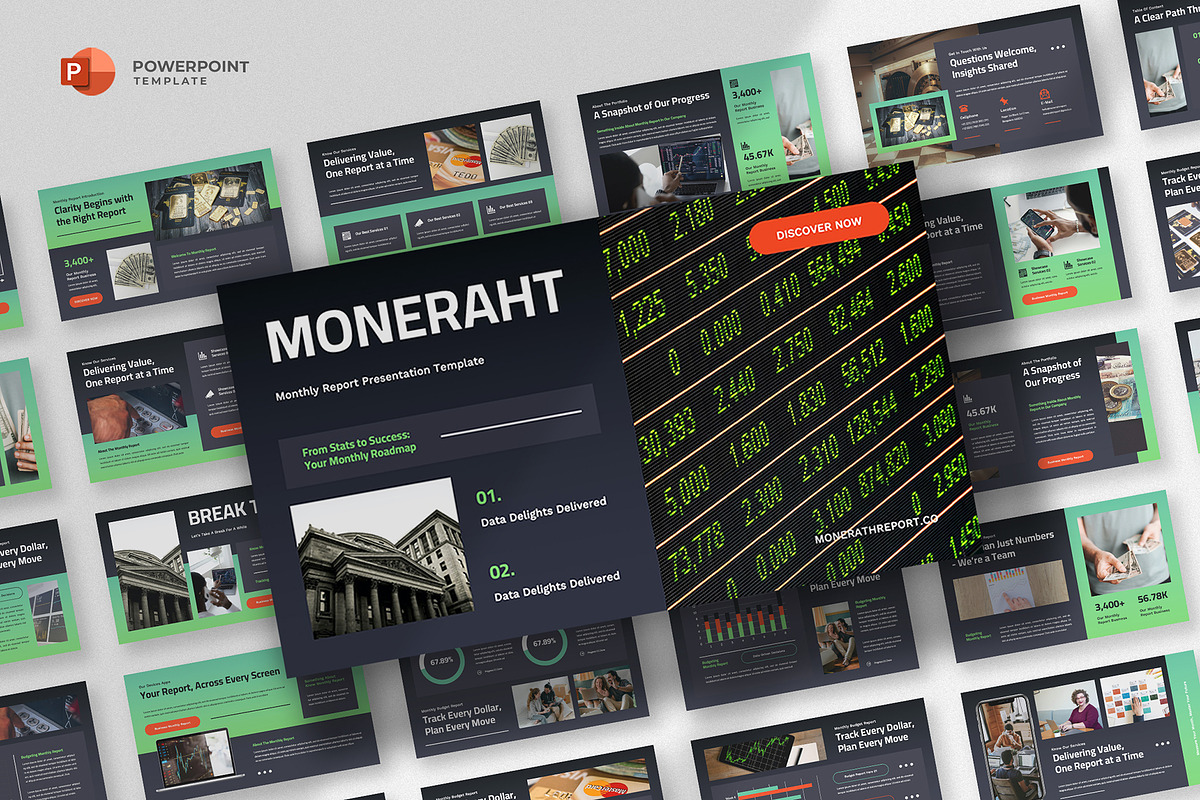 Monthly Report Powerpoint Template, a Presentation Template by fluffstudio (Photo 1 of 4)