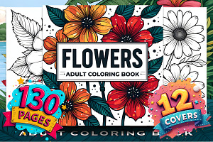 Flowers Adult Coloring Book, a Decorative Illustration by Design Station