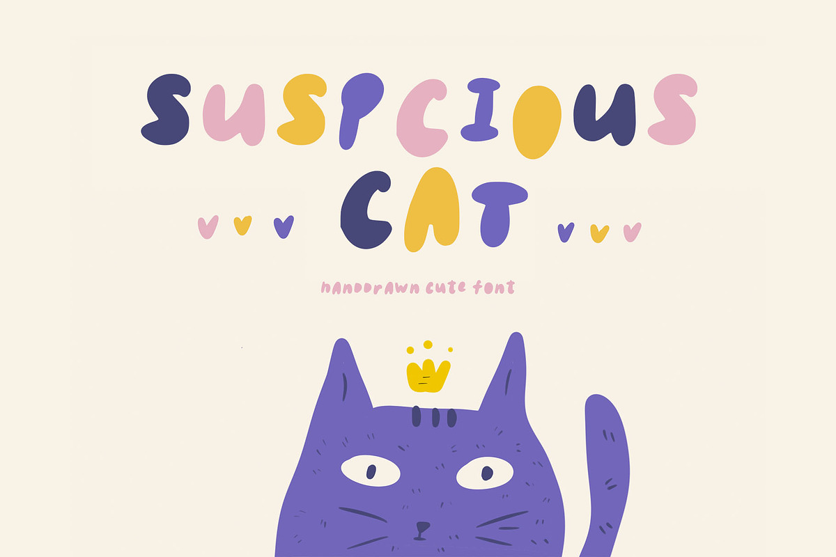 SUSPICIOUS CAT - PLAYFUL FONT, a Blackletter Font by Ashiya Pixel (Photo 1 of 9)