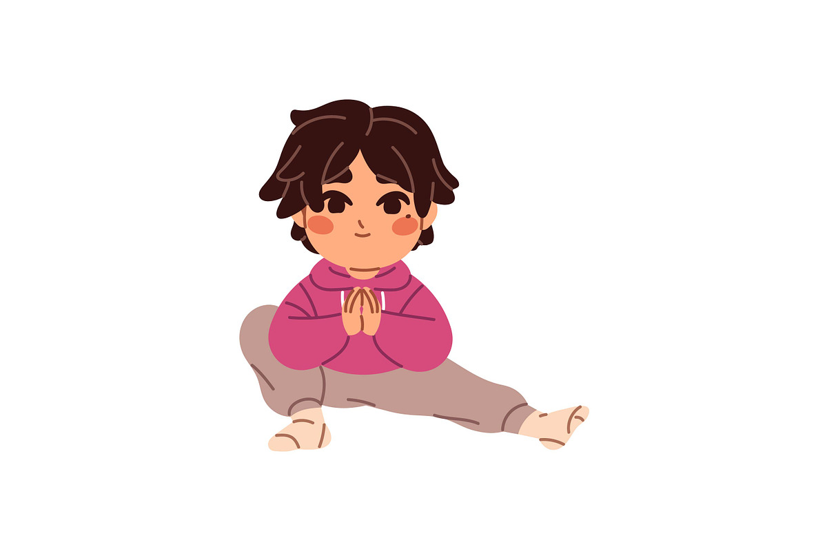 Cute kids doing sports exercises set, a Person Illustration by PaperTrident (Photo 3 of 13)