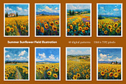 Summer Sunflower Field Illustration, a Decorative Illustration by Housui Patterns (Thumbnail 3 of 12)