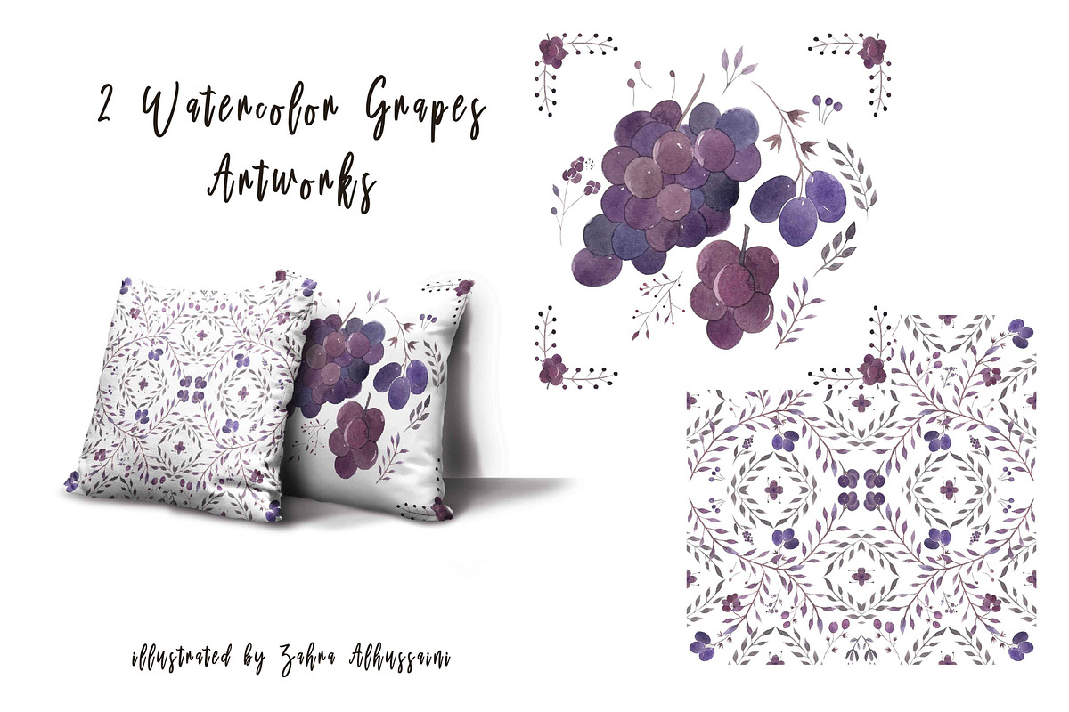 Watercolor Persian Grapes, an Object Graphic by Zahra Makes (Photo 3 of 3)