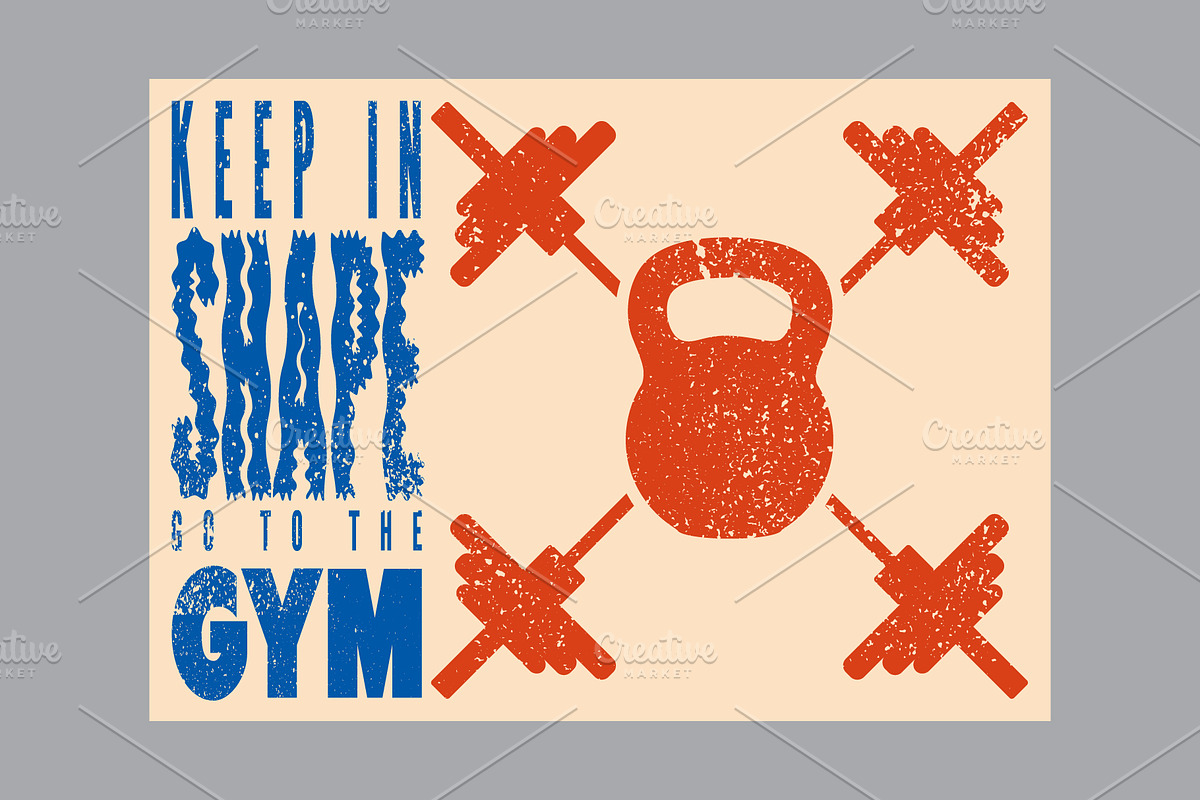 Gym vintage vector poster set., a Sport Illustration by PoPaShop (Photo 7 of 8)