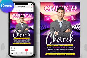Church Flyer Canva Template, a Flyer Template by Psd Templates
