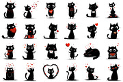 Whimsical Valentine Black Cat Clipar, an Illustration by designcity5 (Thumbnail 2 of 5)