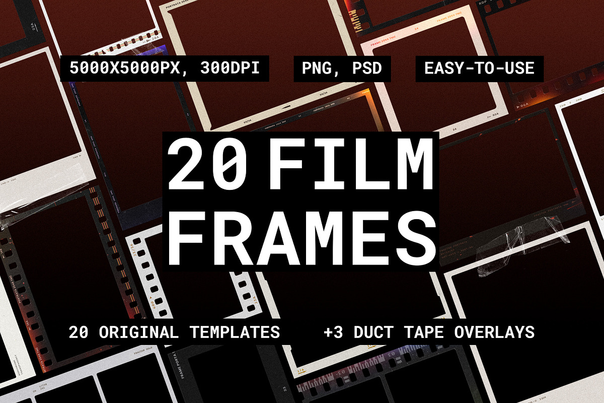 20 Film Frames: PSD & PNG Overlays, a Graphic by pixelbuddha.net (Photo 1 of 22)