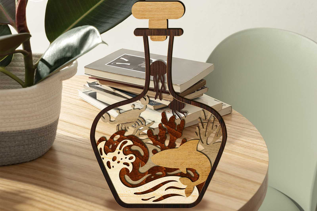 Sea Bottle Bundle Multilayer Decor, a Templates & Theme by LaserCutano (Photo 3 of 4)
