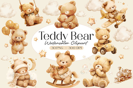 Boho Teddy Bear Baby Shower Clipart, a Decorative Illustration by Primrose Blume