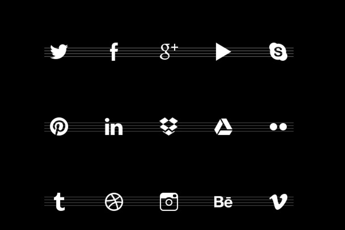 30 Social Icons -black and white preview 2