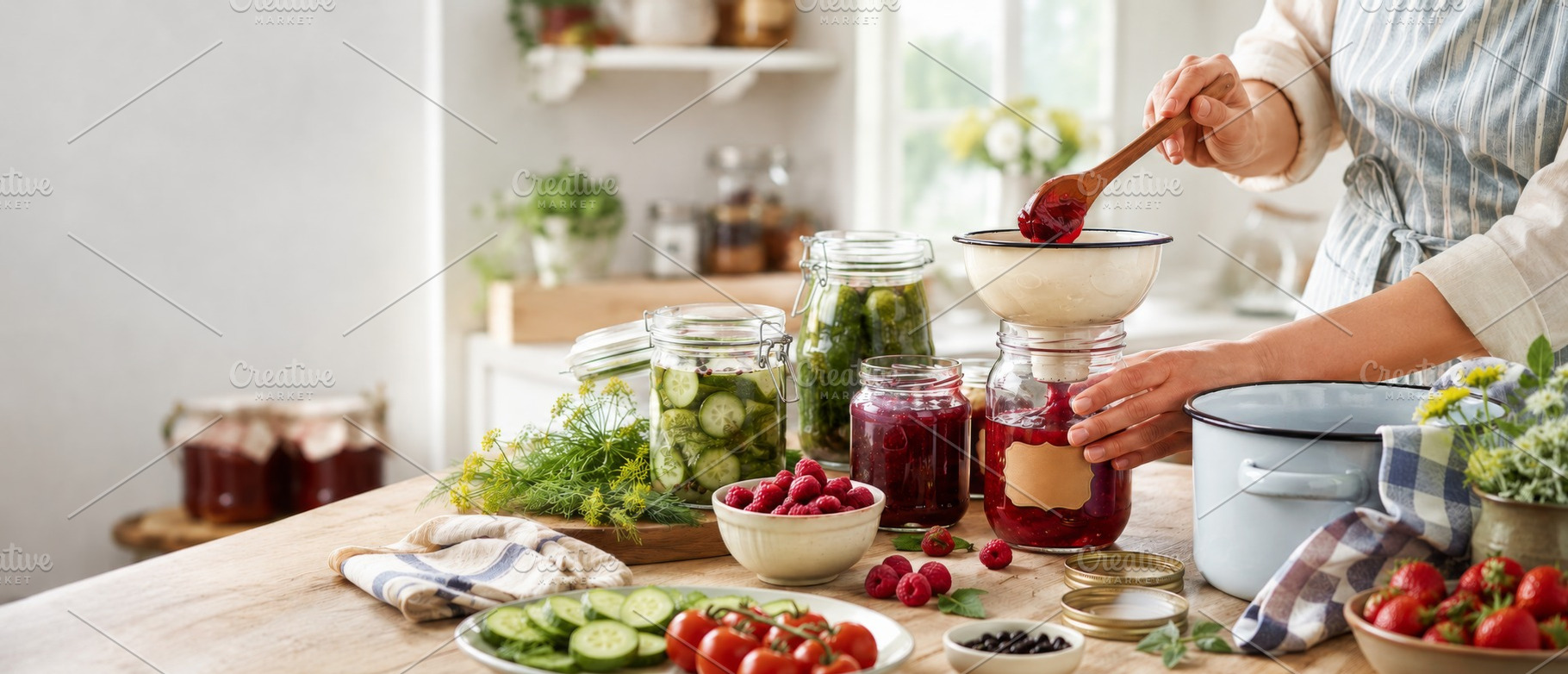 Canning fruits and vegetables on far, a Photo by Dvoevnore photos