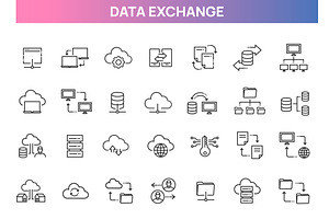 Data Exchange icons, an Outline Icon by Tettygreen