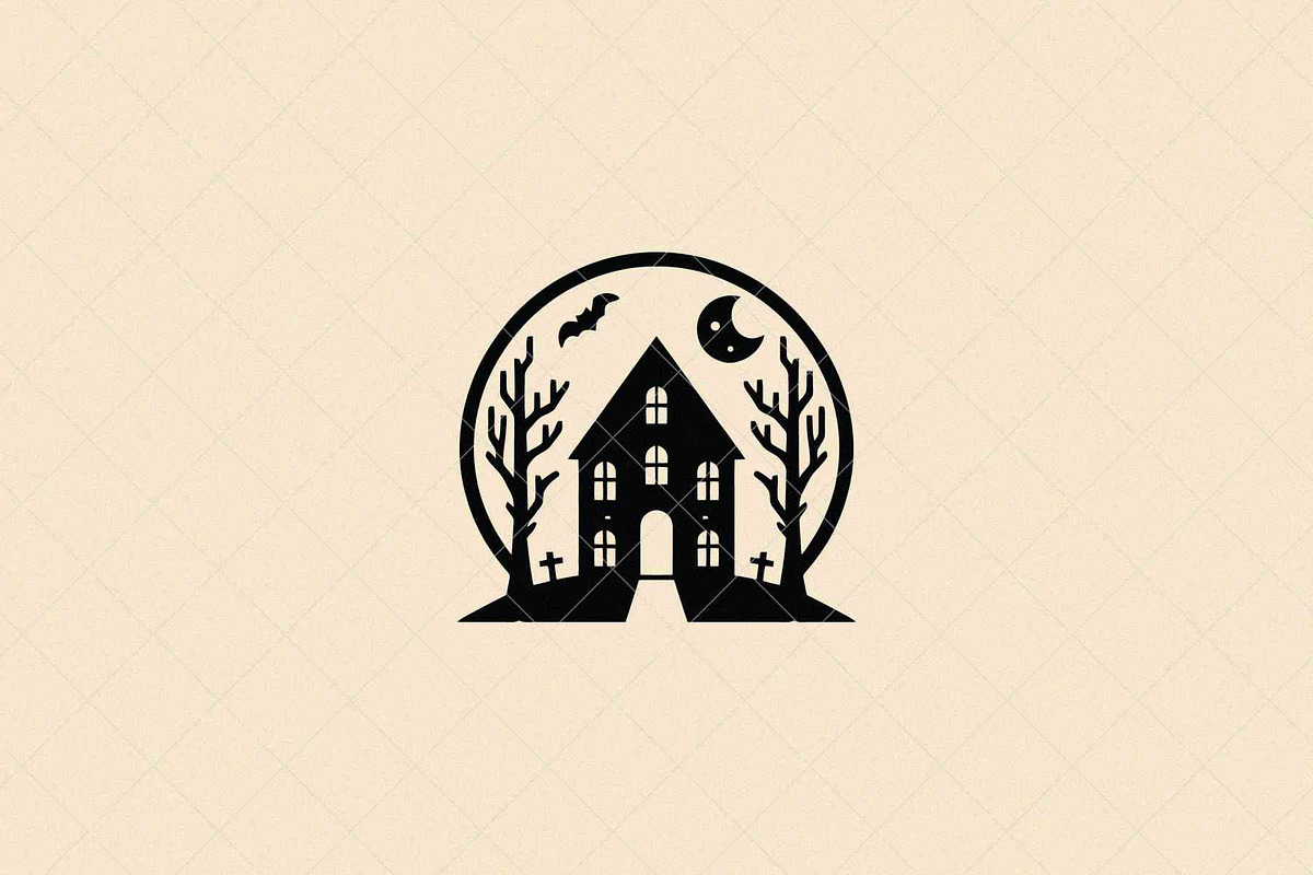 Haunted House Emblem, a Seasonal Illustration by Vectorium Studio (Photo 2 of 3)